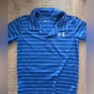 Under Armour Navy and White Striped Polo